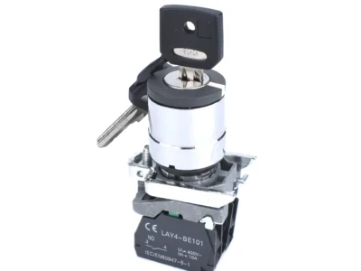 22mm Selector Switch 3 Position Key 1NO 1NO Metal Bezel