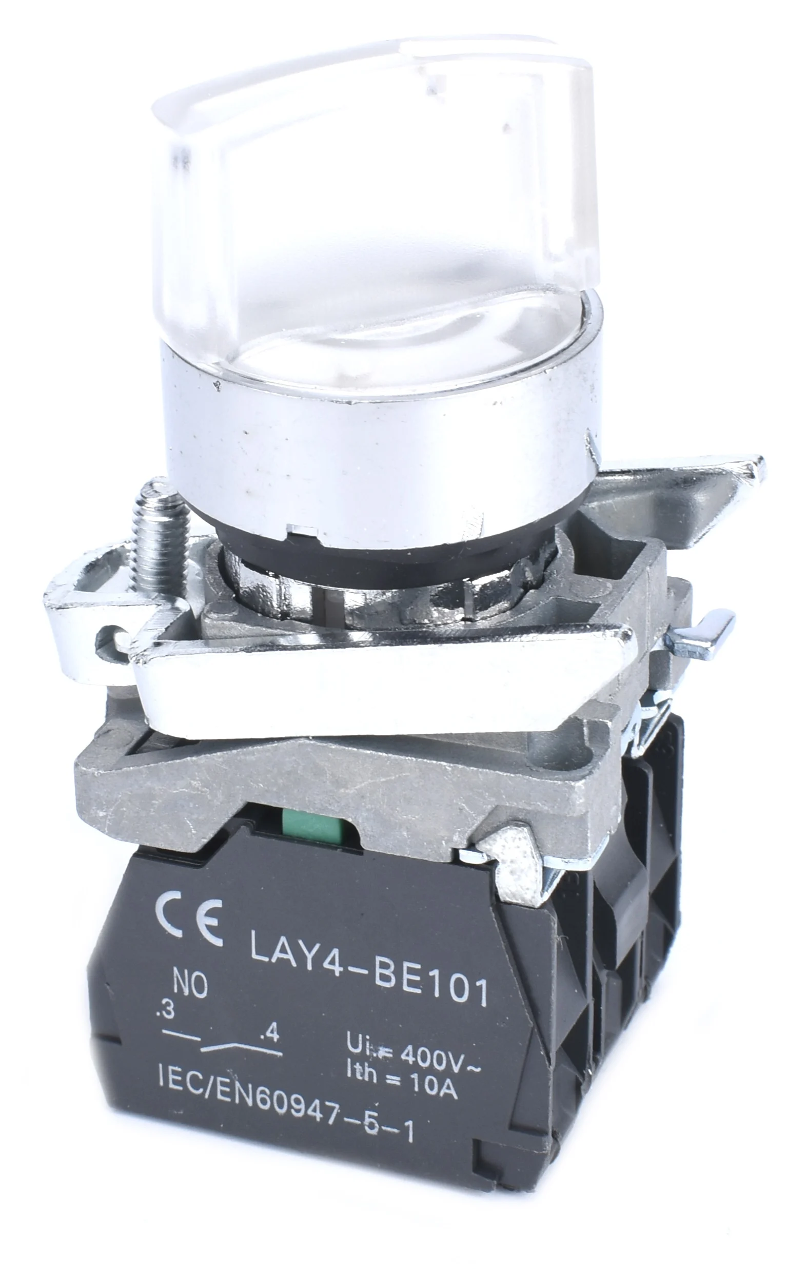 Selector Switch White 2 Pos Illum, 22mm, NO NC, (Aus Stk, 2Y Warranty)