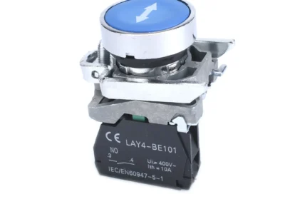 22mm Push Button Blue White Arrow Symbol 1NO Metal Bezel