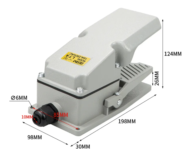 Foot Pedal Switch LT4-GY Open Type Metal Housing 15A 250V - Image 5