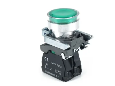 22mm Push Button GreenIlluminated 1NO Metal Bezel