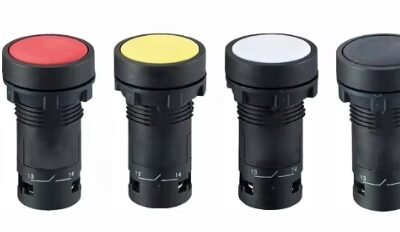 Pushbutton 22m Cylindrical, Yellow, NO, NC, Plastic (Au Stk, 2Y Warranty)