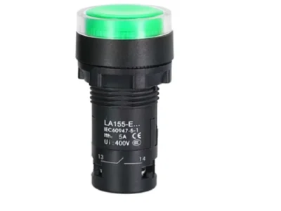 22mm Push Button GreenIlluminated Cylindrical 1NO 24V DC