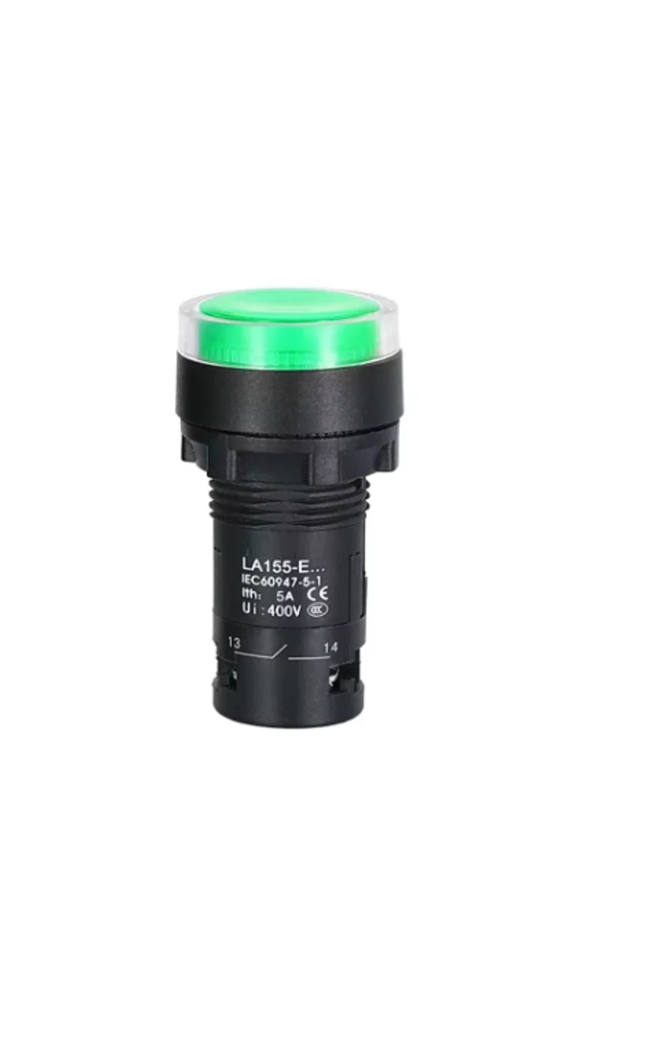 22mm Push Button GreenIlluminated Cylindrical 1NO 24V DC