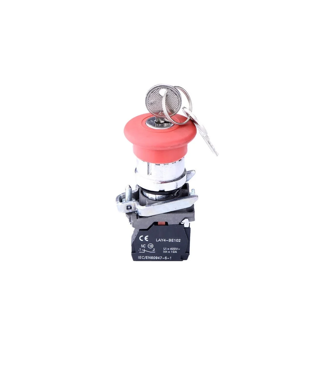 22mm Emergency Stop Push Button 40mm Key Release 1NC