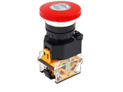 22mm Emergency Stop Push Button 40mm Stop Text 1NO 1NC Plastic Bezel
