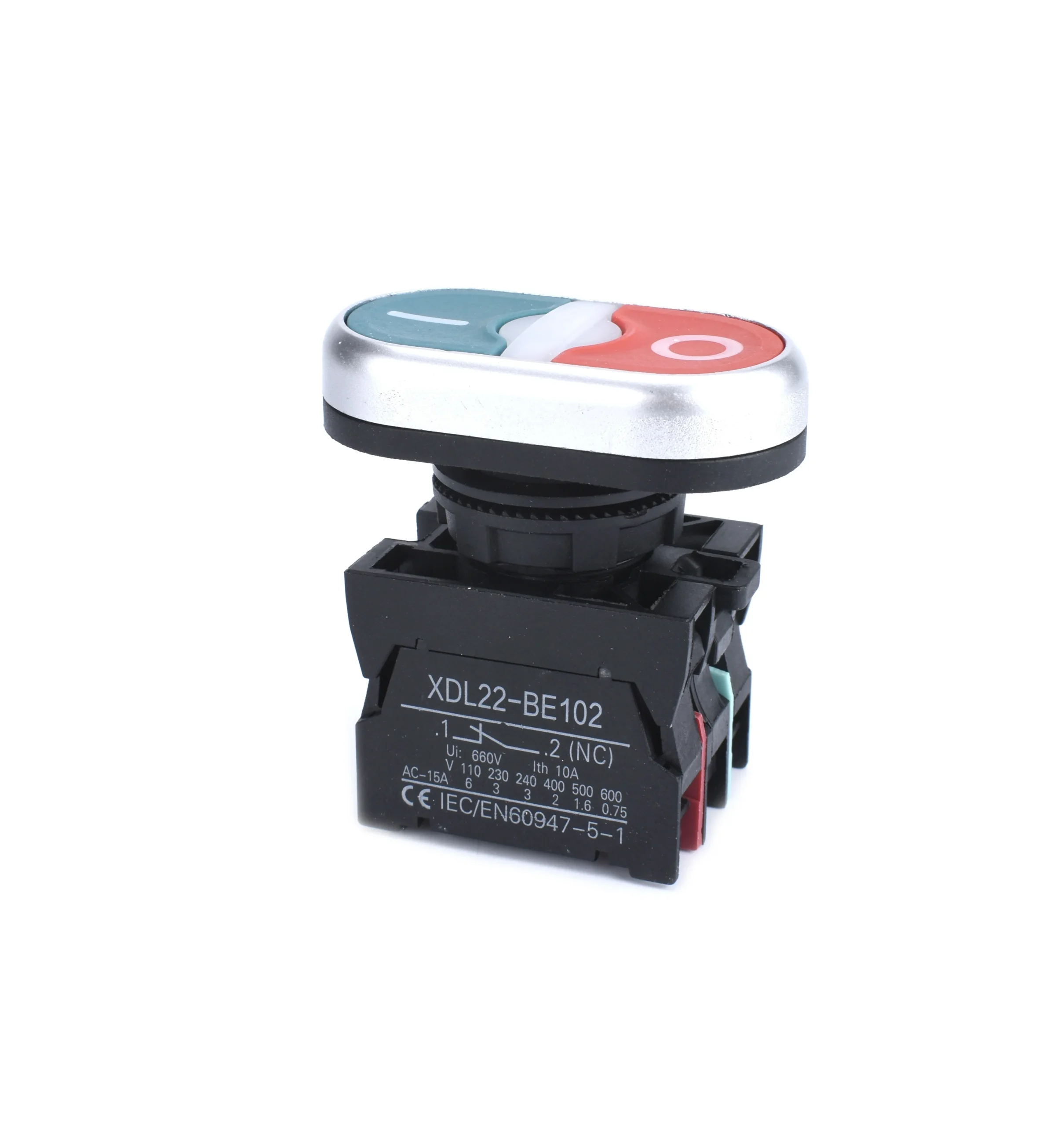 22mm Dual Push Button Green Red 1NO 1NC LED Indicator CBW8365