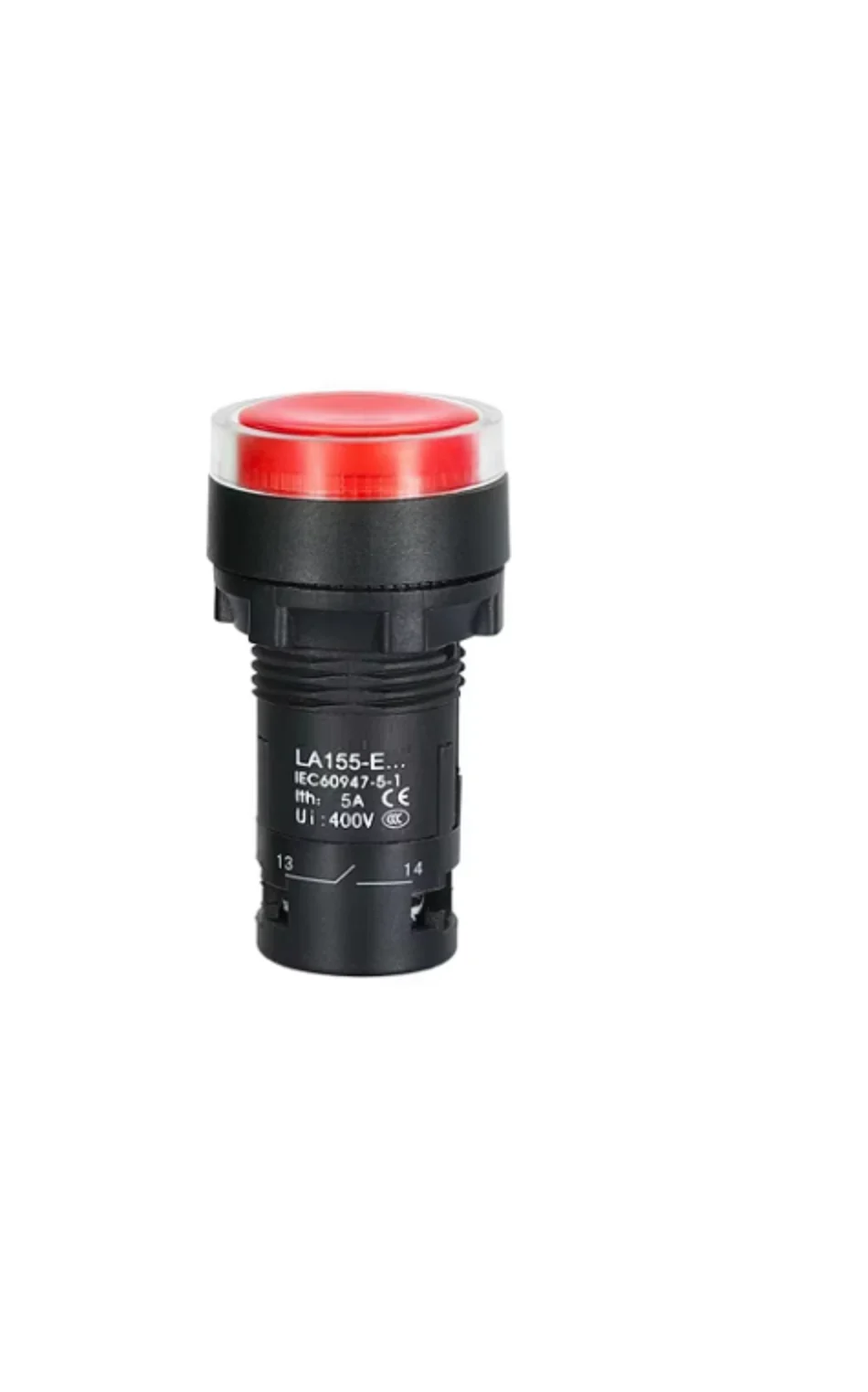 22mm Push Button RedIlluminated Cylindrical 1NO 24V DC