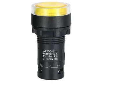 22mm Push Button YellowIlluminated Cylindrical 1NO 24V DC