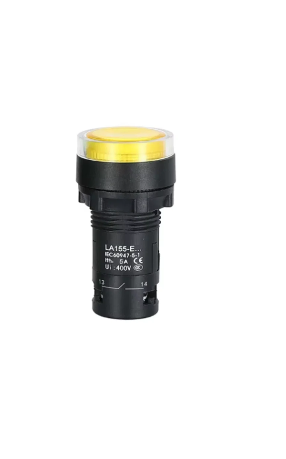 22mm Push Button YellowIlluminated Cylindrical 1NO 24V DC