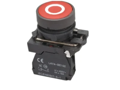 22mm Push Button Red Circle Symbol NC Plastic Bezel