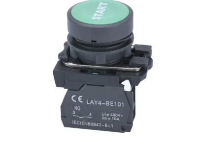 22mm Push Button Green Start Text 1NO Plastic Bezel