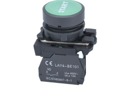 22mm Push Button Green Start Text 1NO Plastic Bezel