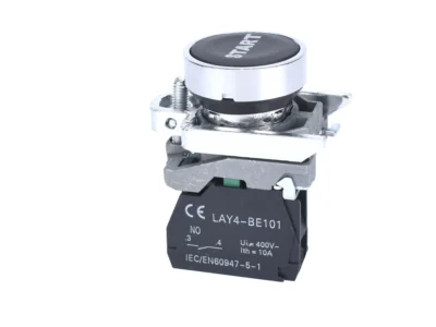 22mm Push Button Black Start Text 1NO Metal Bezel