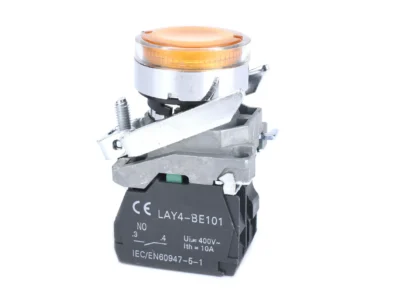 22mm Push Button Yellow Illuminated 22mm 1NO Metal Bezel