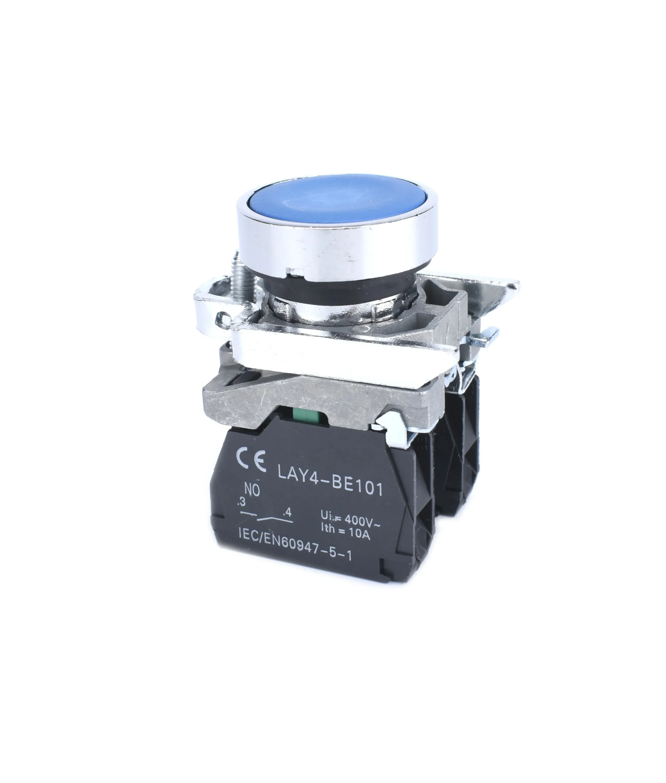 22mm Push Button Blue 1NO 1NC Metal Bezel