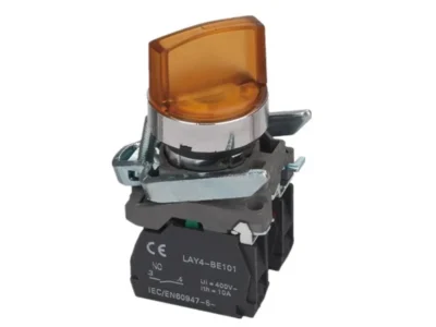 22mm Selector Switch Yellow 2 PositionIlluminated 1NO 1NC