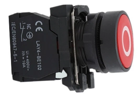 22mm Push Button Red Circle Symbol NC Plastic Bezel - Image 4
