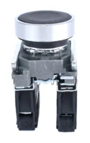 22mm Push Button Black 1NO 1NC Metal Bezel