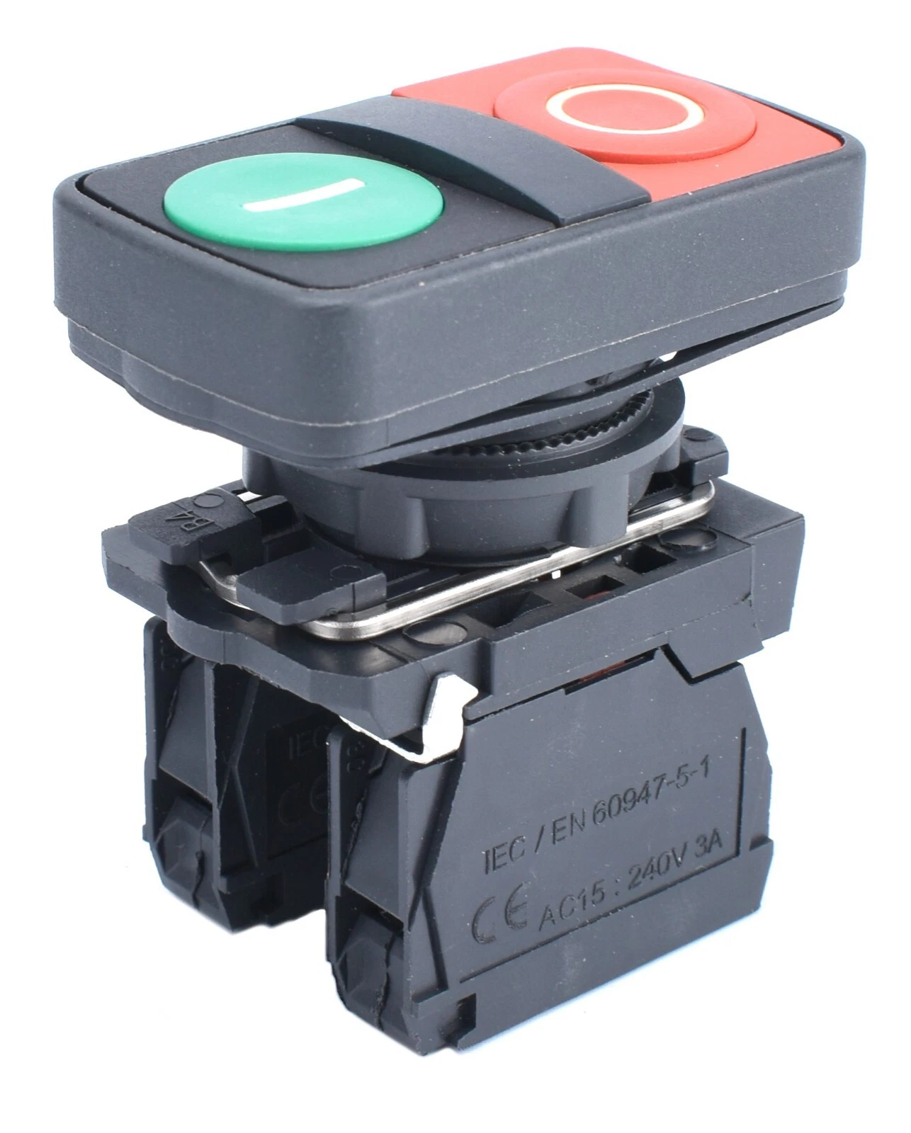 22mm Dual Push Button Start Stop Plastic Bezel 1NO 1NC - Image 4