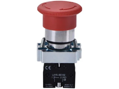 22mm Emergency Stop 40mm Button 1NC Engraved Arrow