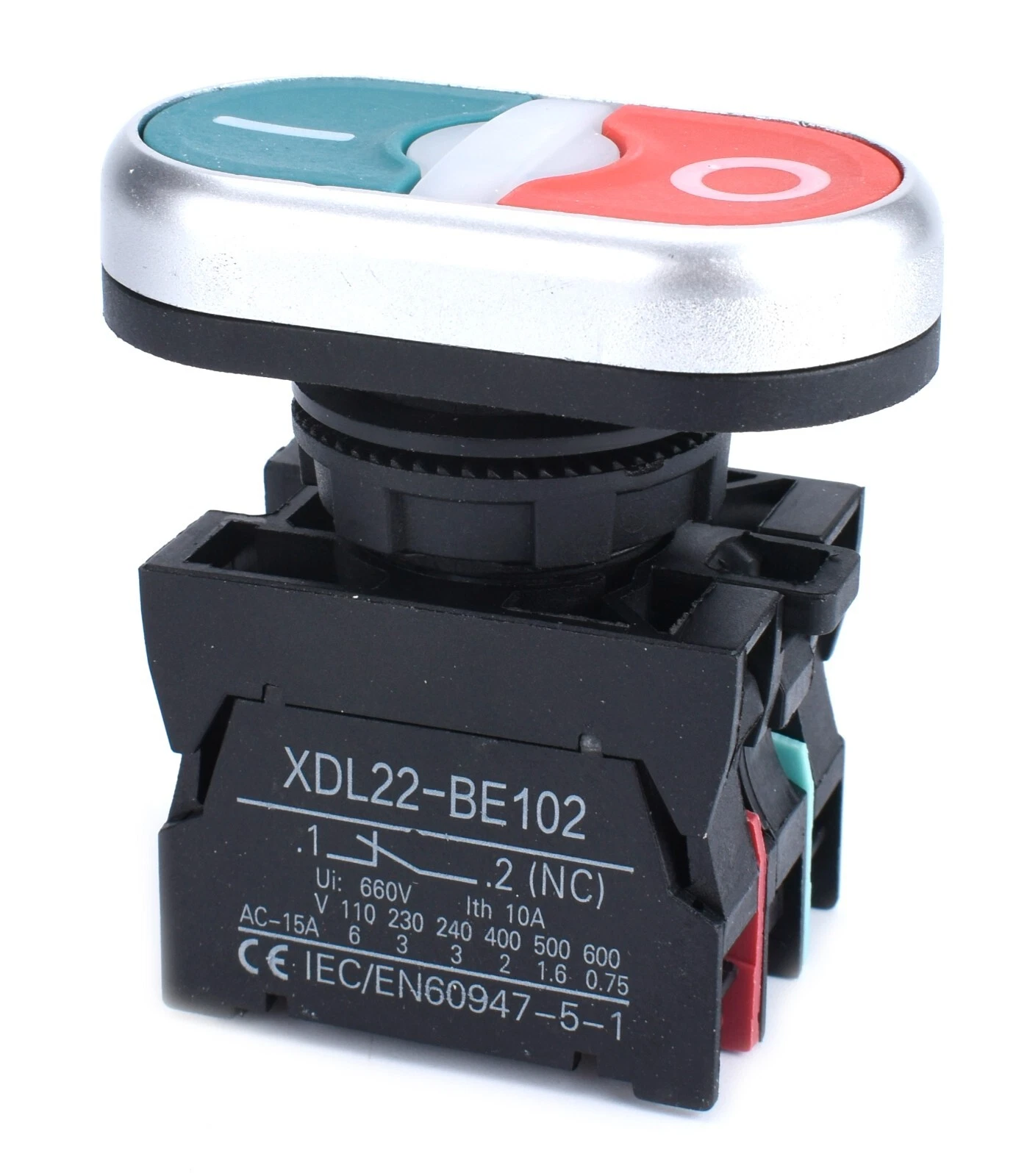 22mm Dual Push Button Green Red 1NO 1NC LED Indicator CBW8365