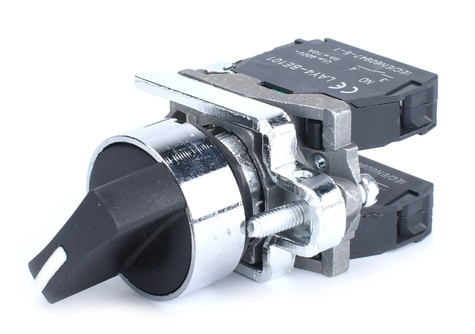 22mm Selector Switch 2 Position 1NO 1NC Metal Bezel - Image 3