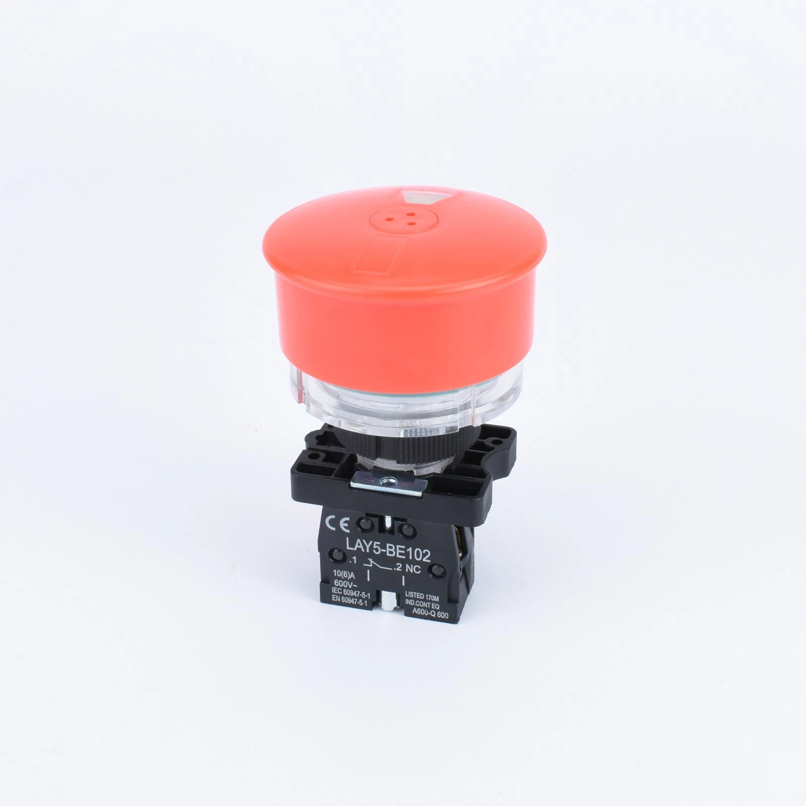 22mm Emergency Stop 50mm Button NC Status Window L5ET442 - Image 3