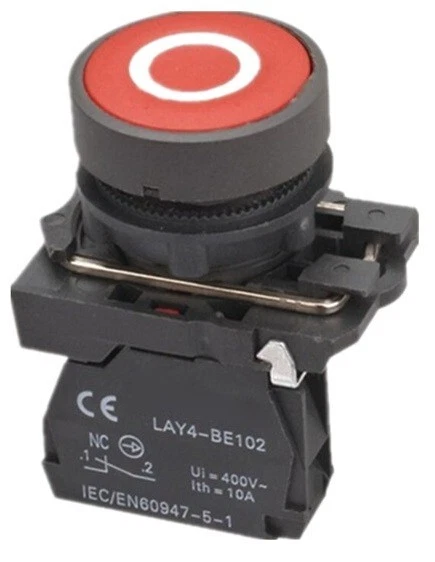 22mm Push Button Red Circle Symbol NC Plastic Bezel - Image 2