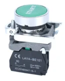 22mm Push Button Green Start Text 1NO  Metal Bezel