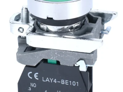 22mm Push Button Green Start Text 1NO Metal Bezel