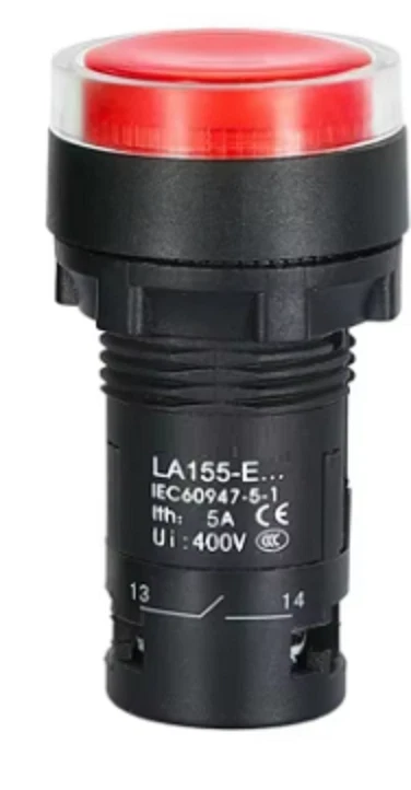 22mm Push Button RedIlluminated Cylindrical 1NO 24V DC