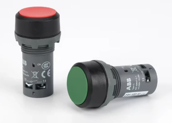 22mm Push Button ABB Compact 22mm CP1 10 BK GN R Y 1NO 1NC - Image 6