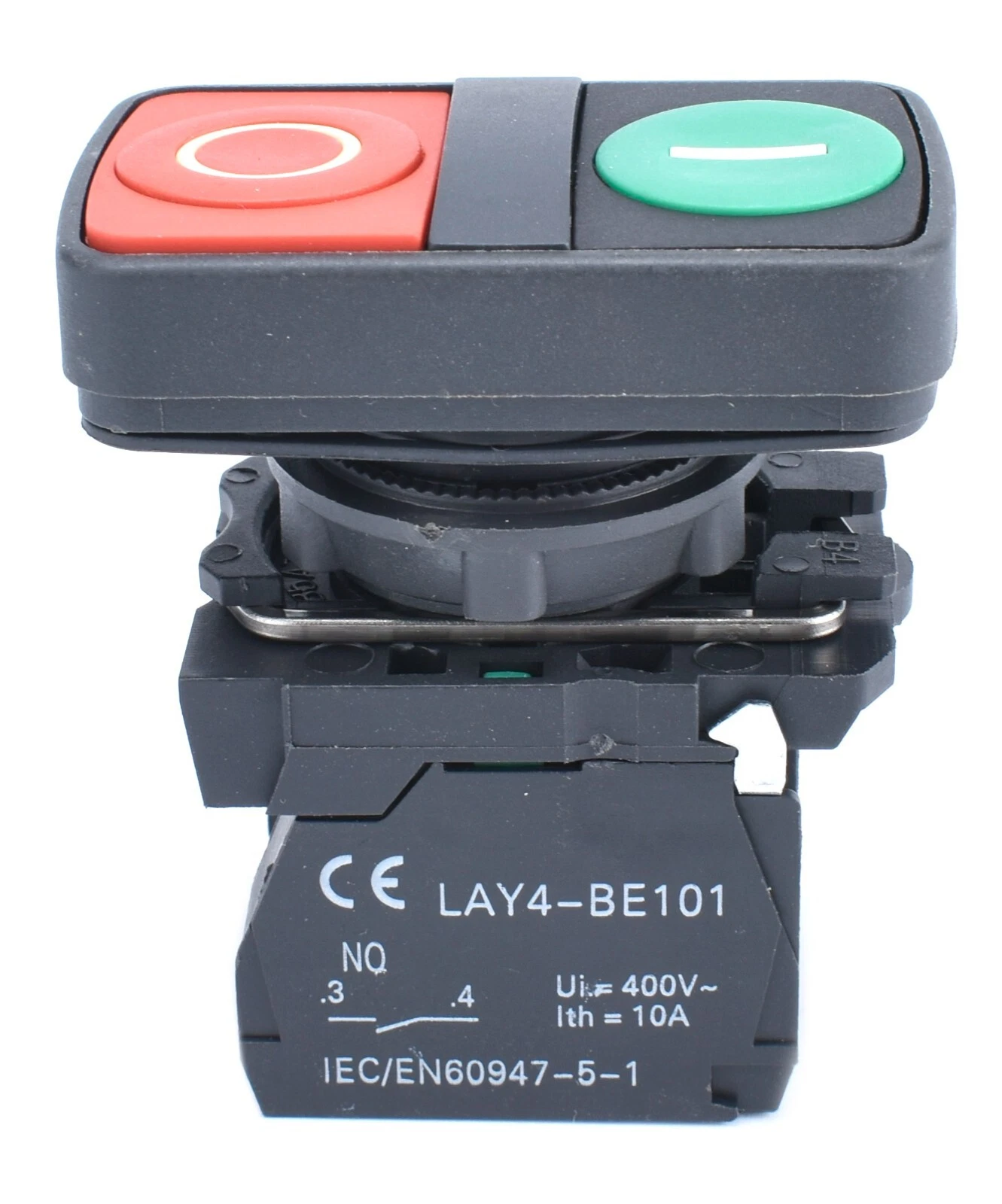 22mm Dual Push Button Start Stop Plastic Bezel 1NO 1NC