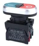 22mm Dual  Push Button Start Stop 1NO 1NC Alloy Bezel
