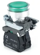 22mm Push Button GreenIlluminated  1NO Metal Bezel