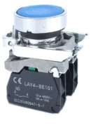 22mm Push Button Blue 1NO 1NC Metal Bezel