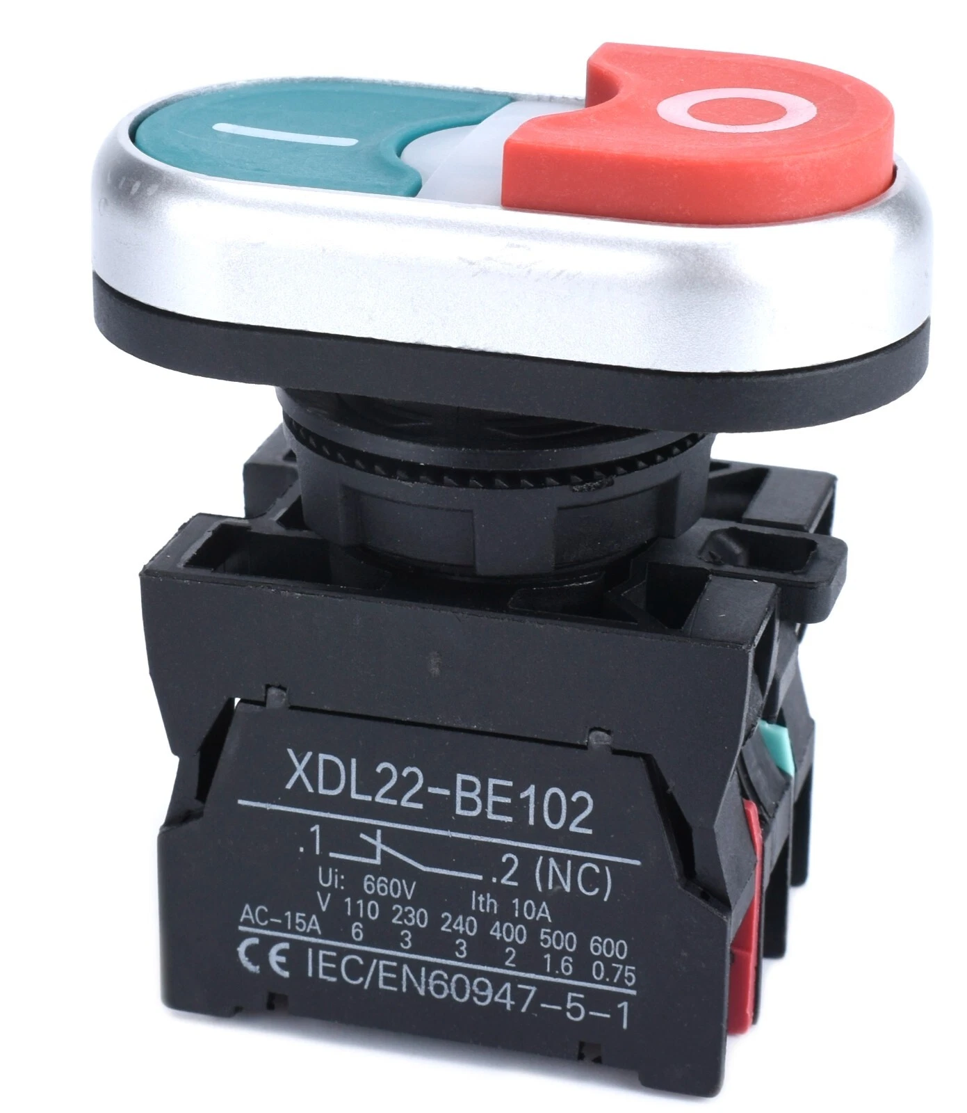 22mm Dual Push Button Start Stop LED Indicator 1NO 1NC