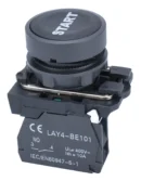 22mm Push Button Black Start Text 1NO Plastic Bezel