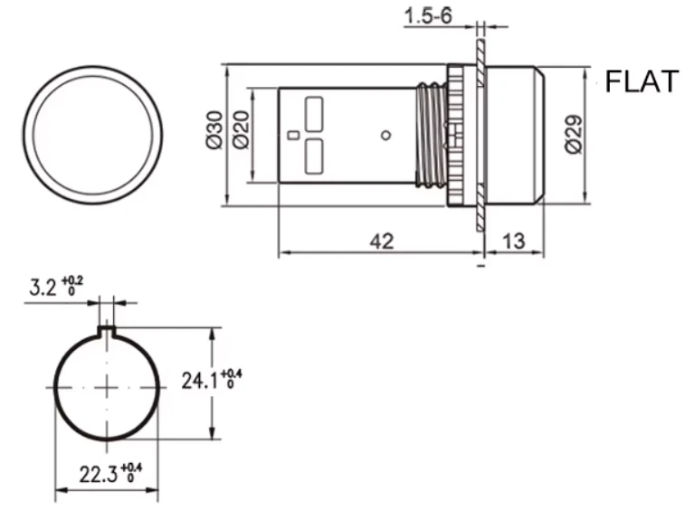 22mm Push Button ABB Compact 22mm CP1 10 BK GN R Y 1NO 1NC - Image 3