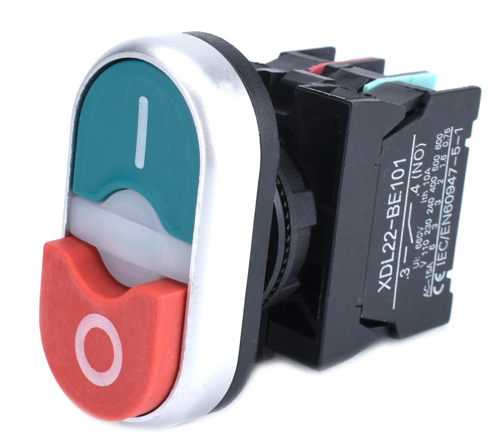 22mm Dual Push Button Start Stop LED Indicator 1NO 1NC - Image 2