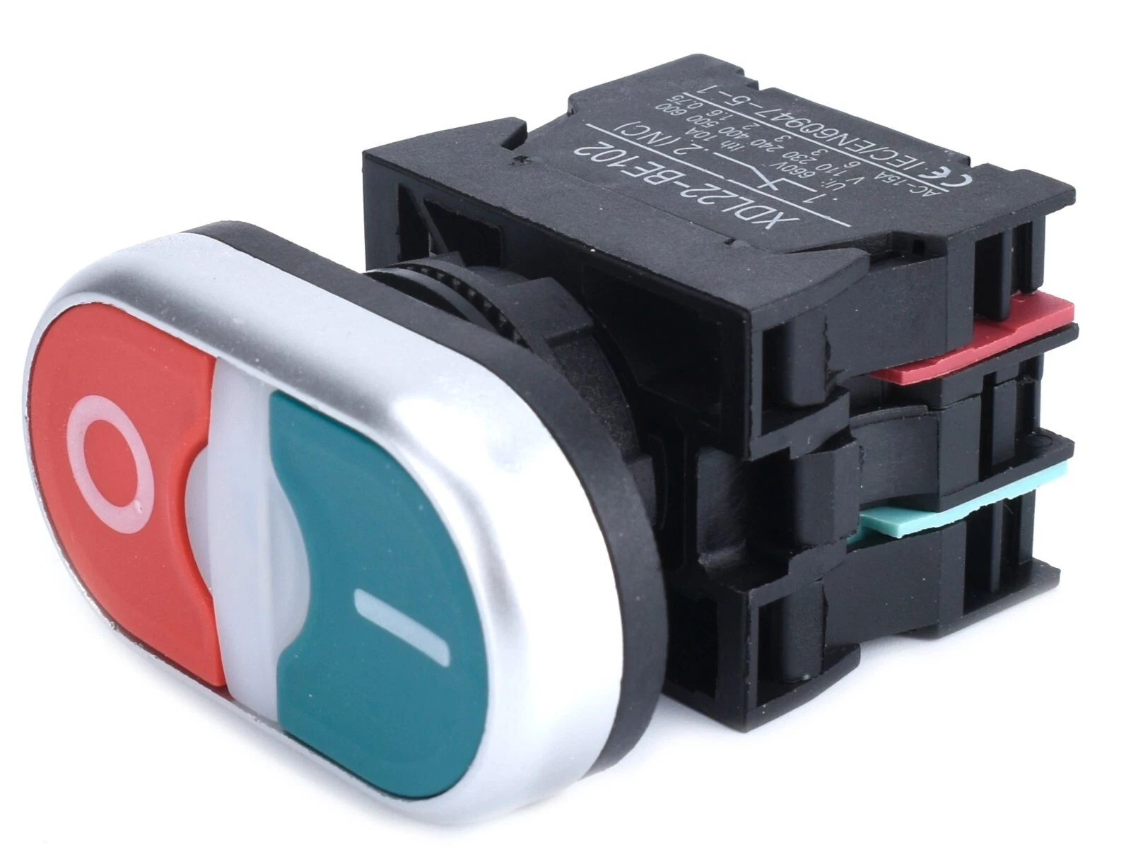 22mm Dual Push Button Green Red 1NO 1NC LED Indicator CBW8365 - Image 2