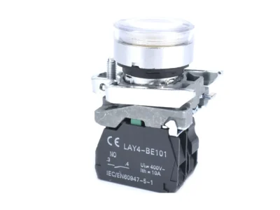 22mm Push Button WhiteIlluminated 1NO Metal Bezel