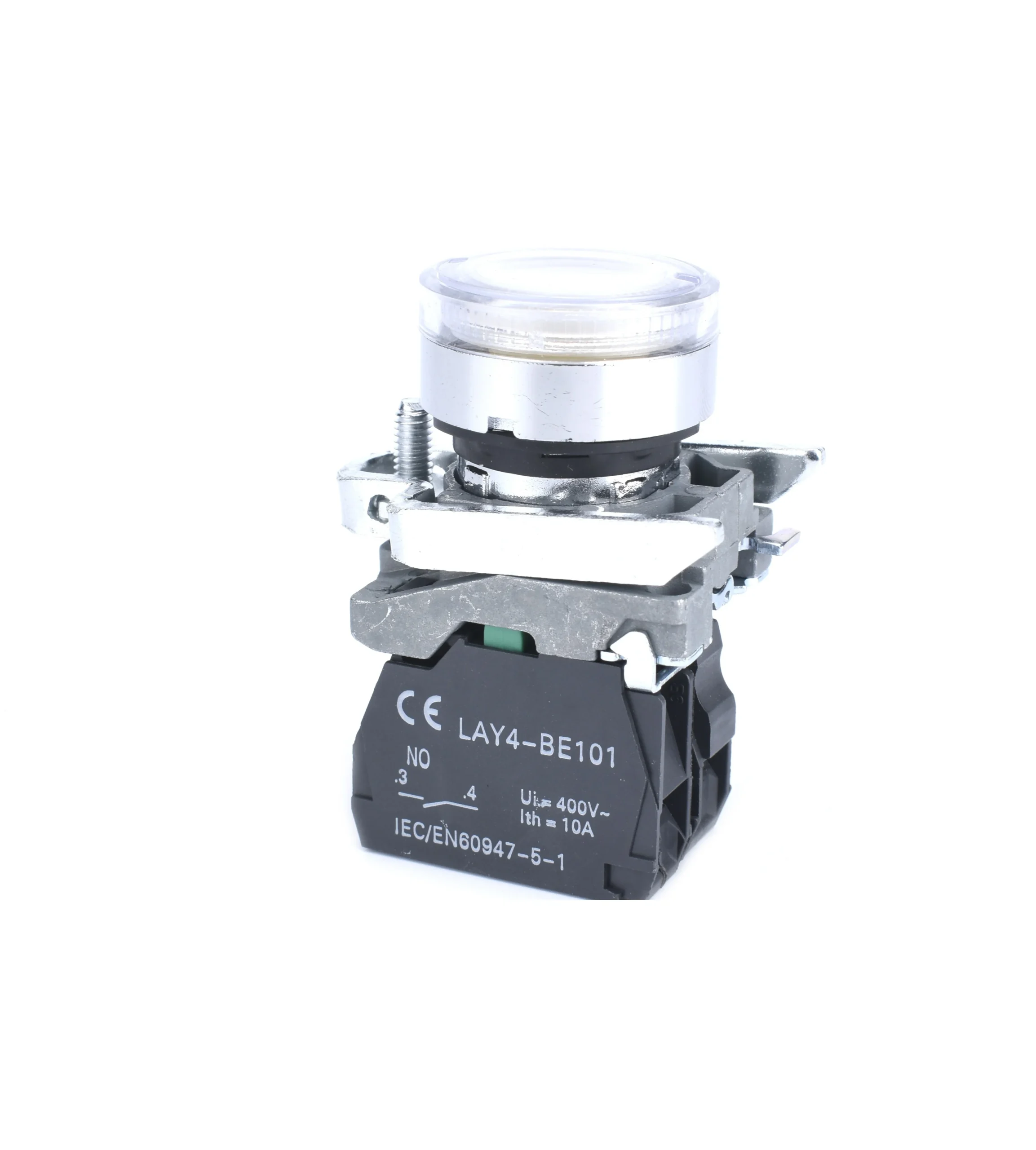 22mm Push Button WhiteIlluminated 1NO Metal Bezel