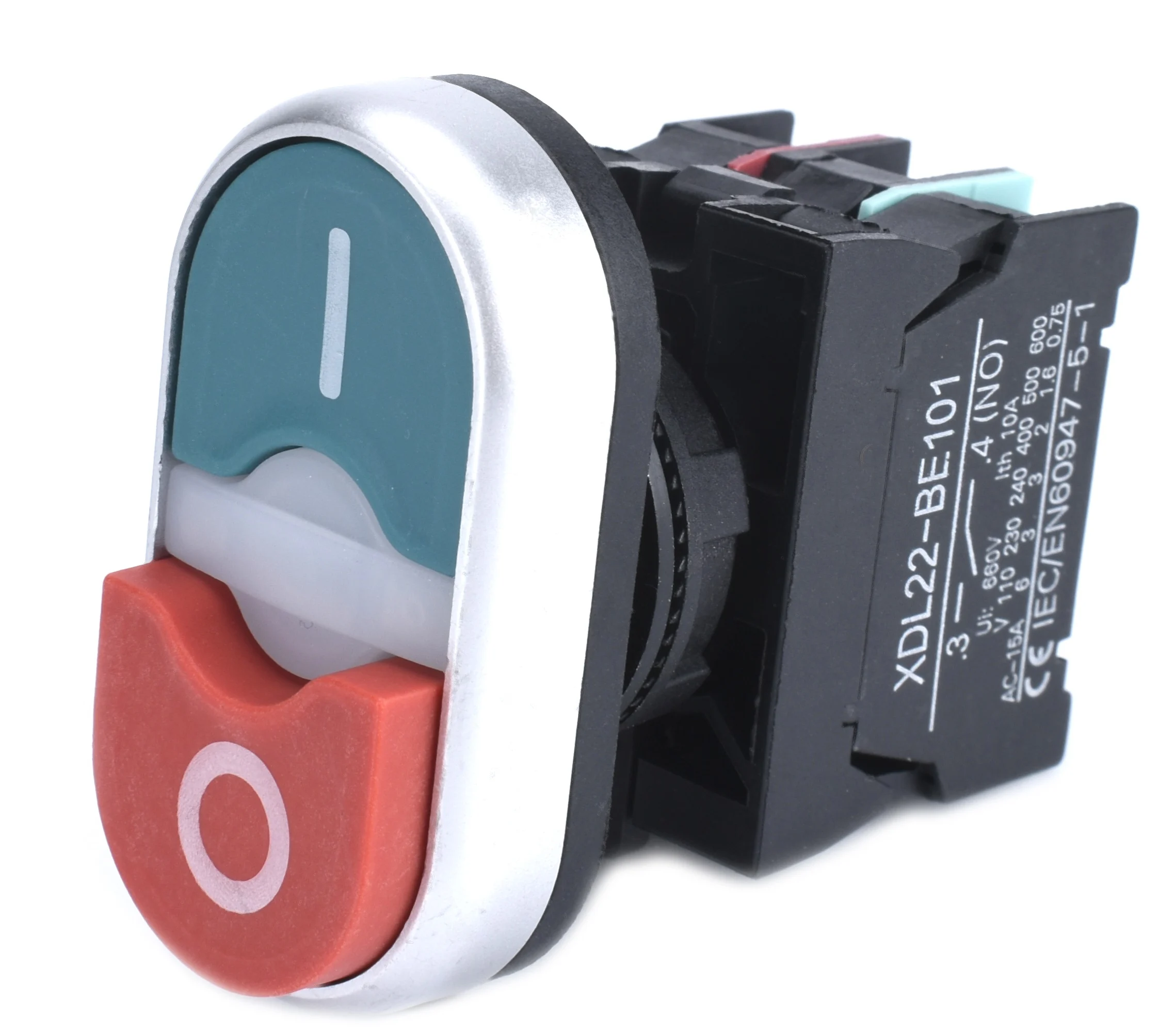 22mm Dual Push Button Start Stop Raised Led Momentary 1NO 1NC - Image 2